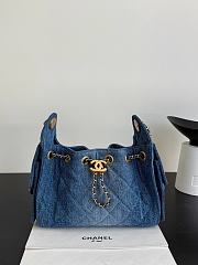 Chanel 25 Mini Handbag Washed Denim & Gold-Tone Metal Blue  AS5631 - 22x20x12.5cm - 1