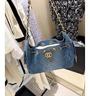 Chanel 25 Mini Handbag Washed Denim & Gold-Tone Metal Blue  AS5631 - 22x20x12.5cm - 6