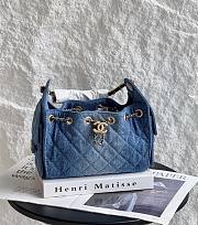 Chanel 25 Mini Handbag Washed Denim & Gold-Tone Metal Blue  AS5631 - 22x20x12.5cm - 4