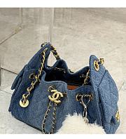 Chanel 25 Mini Handbag Washed Denim & Gold-Tone Metal Blue  AS5631 - 22x20x12.5cm - 3