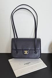 Chanel Small Flap Bag Grained Shiny Calfskin & Gold-Tone Metal Dark Blue - 15x22x7cm - 1