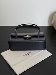 Chanel Small Flap Bag Grained Shiny Calfskin & Gold-Tone Metal Dark Blue - 15x22x7cm - 3
