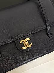 Chanel Small Flap Bag Grained Shiny Calfskin & Gold-Tone Metal Dark Blue - 15x22x7cm - 2