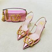 Valentino Garavani Loco Small Shoulder Bag In Laminated Calfskin With Jewel Logo Rose Cannelle - 20x11x5cm - 5