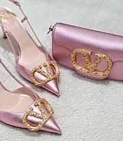 Valentino Garavani Loco Small Shoulder Bag In Laminated Calfskin With Jewel Logo Rose Cannelle - 20x11x5cm - 4