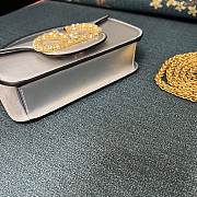 Valentino Garavani Loco Small Shoulder Bag In Laminated Calfskin With Jewel Logo Silver - 20x11x5cm - 5