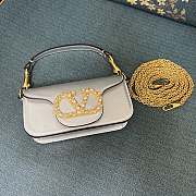 Valentino Garavani Loco Small Shoulder Bag In Laminated Calfskin With Jewel Logo Silver - 20x11x5cm - 4