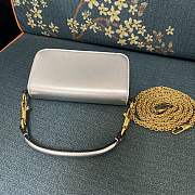 Valentino Garavani Loco Small Shoulder Bag In Laminated Calfskin With Jewel Logo Silver - 20x11x5cm - 3