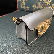 Valentino Garavani Loco Small Shoulder Bag In Laminated Calfskin With Jewel Logo Silver - 20x11x5cm - 2