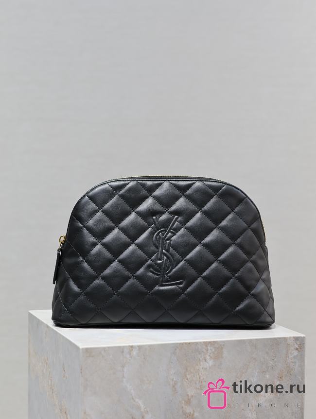 YSL Cosmetic Pouch In Quilted Leather Black - 30×20×11cm - 1