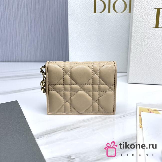 Mini Lady Dior Gardenia Wallet Beige Cannage Lambskin - 11x9x3cm  - 1