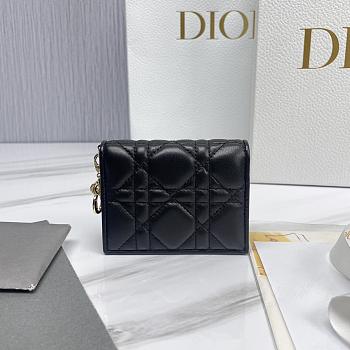 Mini Lady Dior Gardenia Wallet Black Cannage Lambskin - 11x9x3cm