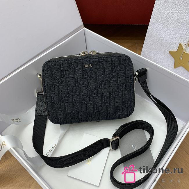 Dior Zipped Pouch with Strap Black Dior Oblique Jacquard - 17x12.5x6cm - 1