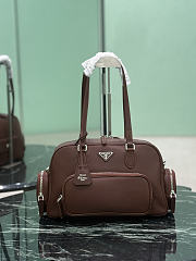 Prada Large Washed Leather Top-Handle Bag Cocoa Brown 1BB156 - 19x31.5x12.5cm - 1