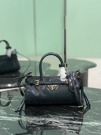 Prada Bonnie Leather Mini Handbag Navy 1BA486 - 23.5x12x9cm