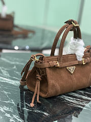 Prada Bonnie Suede Mini Handbag Cocoa Brown 1BA486 - 23.5x12x9cm - 5
