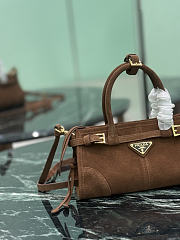 Prada Bonnie Suede Mini Handbag Cocoa Brown 1BA486 - 23.5x12x9cm - 2