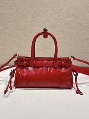 Prada Bonnie Leather Mini Handbag Red 1BA486 - 23.5x12x9cm - 6