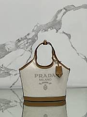  Prada Medium Linen Blend And Leather Tote Bag 1BG471 - 28x22.5x12.5cm - 1