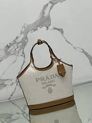  Prada Medium Linen Blend And Leather Tote Bag 1BG471 - 28x22.5x12.5cm - 5