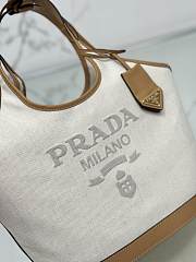  Prada Medium Linen Blend And Leather Tote Bag 1BG471 - 28x22.5x12.5cm - 2