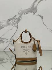 Prada Small Linen Blend And Leather Tote Bag 1BG074 - 21x18x9cm - 1