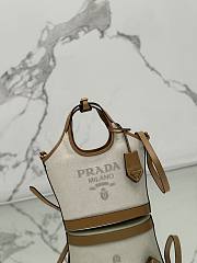 Prada Small Linen Blend And Leather Tote Bag 1BG074 - 21x18x9cm - 5