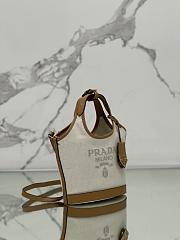 Prada Small Linen Blend And Leather Tote Bag 1BG074 - 21x18x9cm - 3