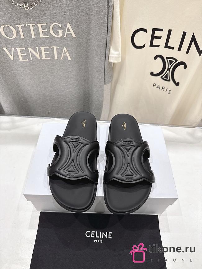 Celine Triomphe Slide In Calfskin Vegetal Tanning Black - 1