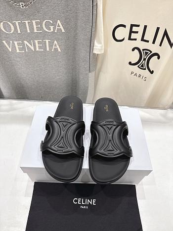 Celine Triomphe Slide In Calfskin Vegetal Tanning Black