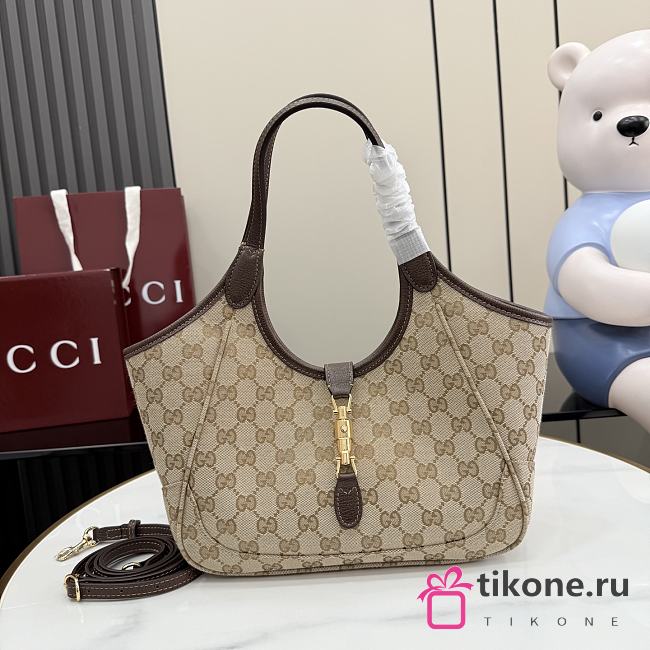 Gucci Mercato Small Tote Bag Beige And Brown GG Canvas - 26x23x11cm - 1
