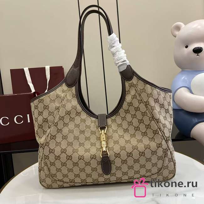 Gucci Mercato Medium Tote Bag Beige And Brown GG Canvas - 35x28x15cm - 1
