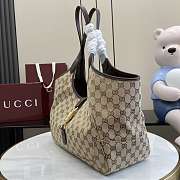 Gucci Mercato Medium Tote Bag Beige And Brown GG Canvas - 35x28x15cm - 3