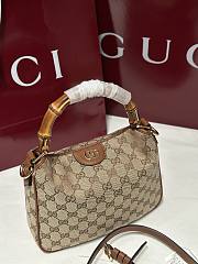 Gucci Diana Small Shoulder Bag Beige And Dark Brown GG Canvas - 24x15x5cm - 6