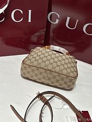 Gucci Diana Small Shoulder Bag Beige And Dark Brown GG Canvas - 24x15x5cm - 2
