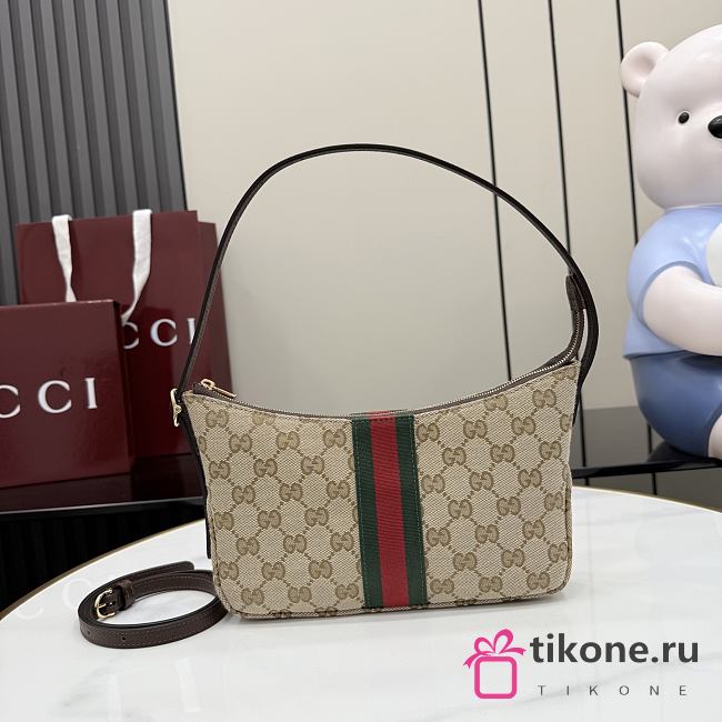 Gucci Lunetta Small Crossbody Bag Beige And Brown GG Canvas - 22x13x3cm - 1