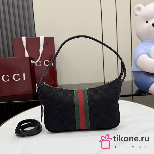 Gucci Lunetta Small Crossbody Bag Black GG Canvas - 22x13x3cm - 1