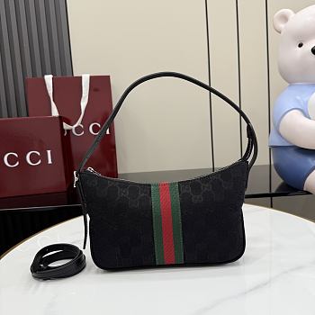 Gucci Lunetta Small Crossbody Bag Black GG Canvas - 22x13x3cm