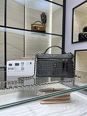 Chanel Classic Vanity with Chain Braided Raffia & Gold-Tone Metal Black - 19.5x17x5cm - 3