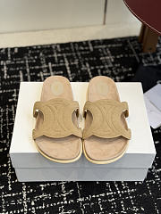 Celine Triomphe Slide In Suede Calfskin Beige - 1