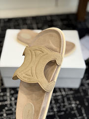 Celine Triomphe Slide In Suede Calfskin Beige - 6