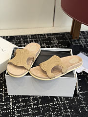 Celine Triomphe Slide In Suede Calfskin Beige - 3