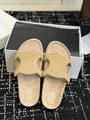 Celine Triomphe Slide In Suede Calfskin Beige - 2