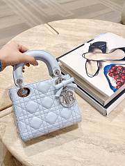 Mini Lady Dior Bag with Chain Ice Blue Cannage Lambskin - 17x15x7cm - 1