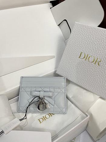 Lady Dior Freesia Card Holder Ice Blue Cannage Lambskin - 10.5x8x0.5cm