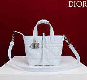 Small Dior Toujours Vertical Tote Bag Ice Blue Macrocannage Calfskin - 18x16x12cm - 2