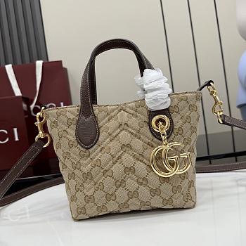 Gucci GG Marmont Small Tote Bag Beige and Brown GG Canvas - 17.5x17x12.5cm
