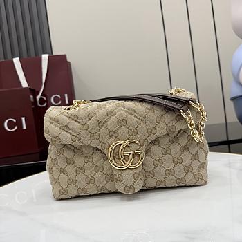Gucci GG Marmont Small Shoulder Bag Beige and Brown GG Canvas - 23x17x9cm