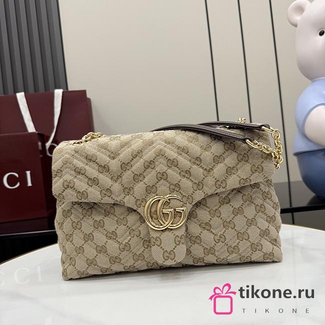 Gucci GG Marmont Medium Shoulder Bag Beige and Brown GG Canvas - 31x17x8cm - 1