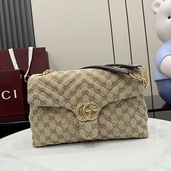 Gucci GG Marmont Medium Shoulder Bag Beige and Brown GG Canvas - 31x17x8cm